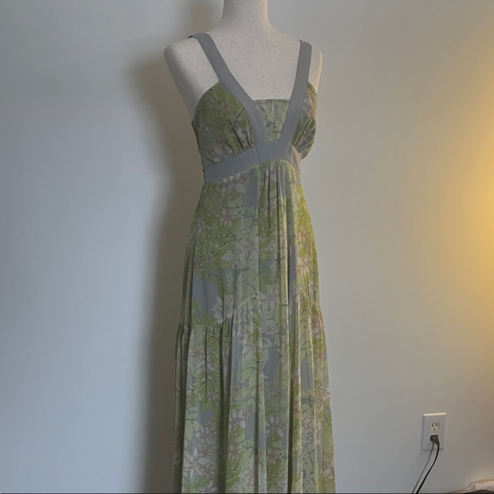 Floral Gray Green Maxi Dress